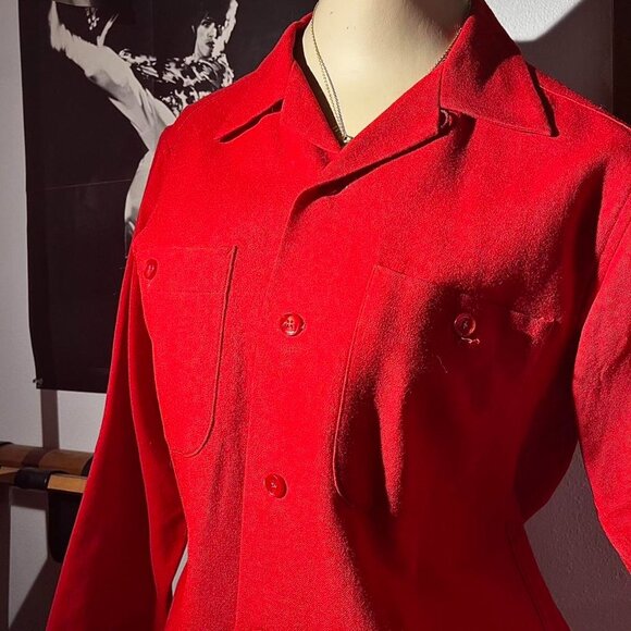 Vintage Pendleton 100% Virgin Wool Red Button-Up Shirt – Size M – Excellent Cond - Picture 5 of 6